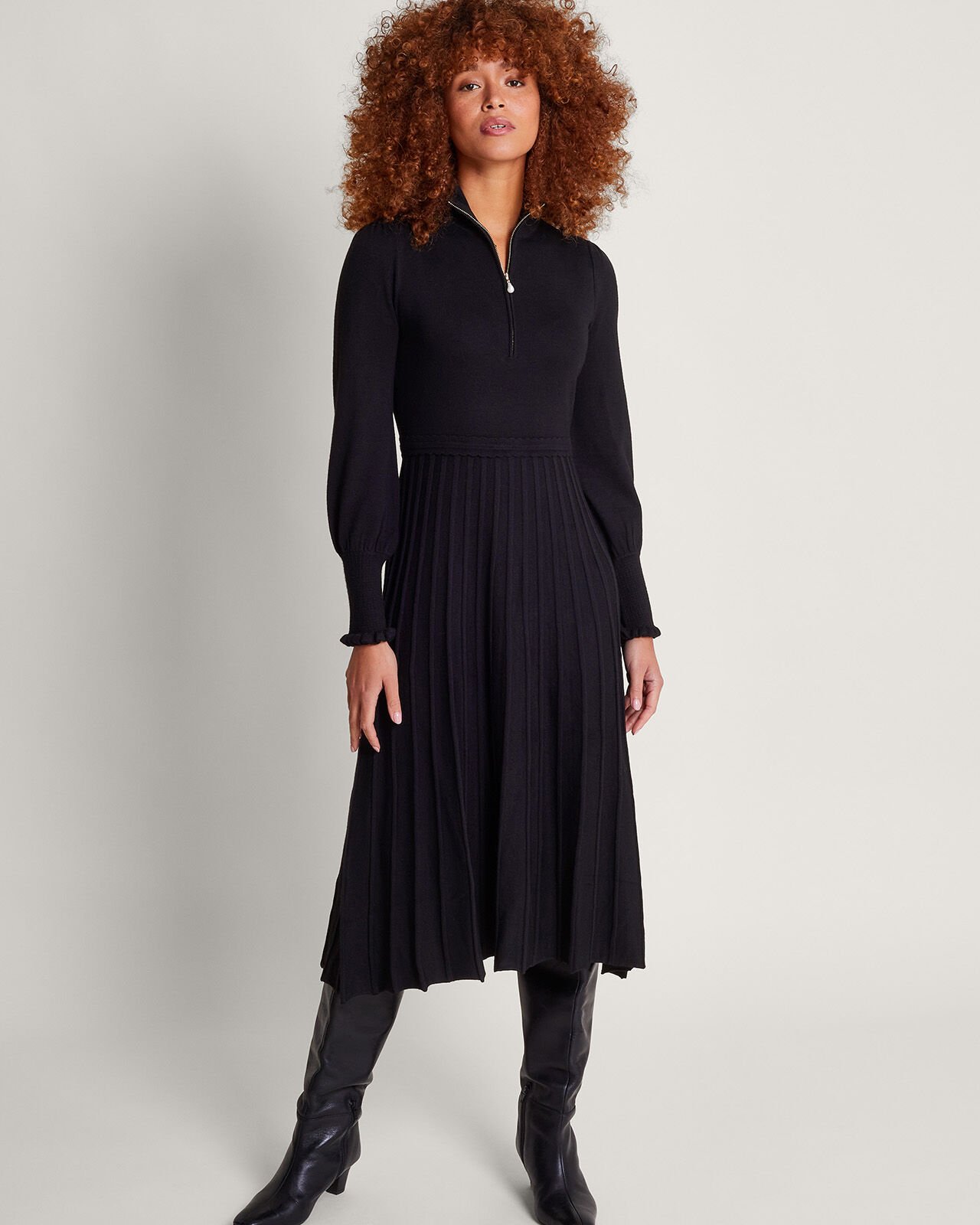 Zoey Zip Midi Dress Black Day Dresses Monsoon Global