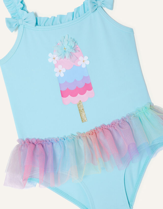 Baby Lolly Mesh Skirt Swimsuit, Blue (TURQUOISE), large