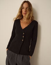Saf V-Neck Crossover Cardigan, Black (BLACK), large