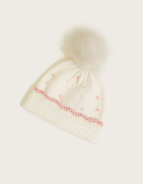 Rosy Beanie Hat with Recyled Polyester, Gold (ROSE GOLD), large