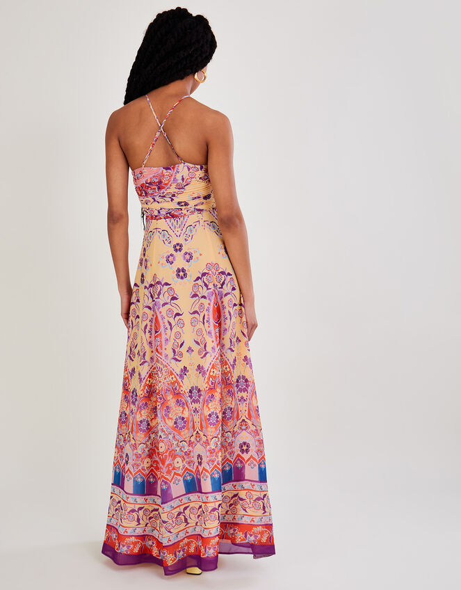 Violet Print Maxi Dress, Yellow (YELLOW), large