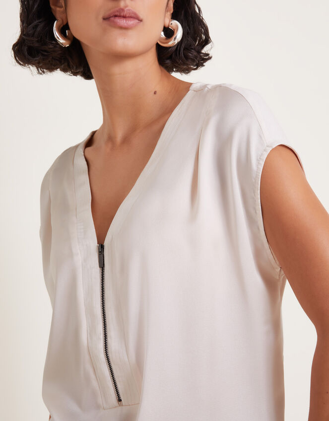 Wilde Sleeveless Satin Top, Cream (CREAM), large