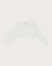 Baby Emilia Lace Scallop Cardigan, Ivory (IVORY), large