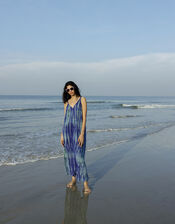 Tie Dye Wide Leg Jumpsuit in LENZING™ ECOVERO™ , Blue (BLUE), large