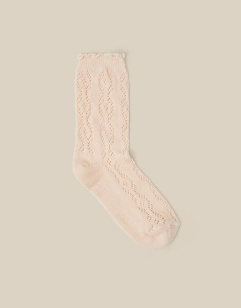Frill Pointelle Socks, Ivory (IVORY), large