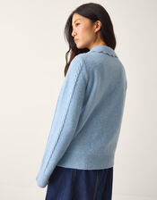 Kat Floral Cable Knit Cardigan, Blue (LIGHT BLUE), large