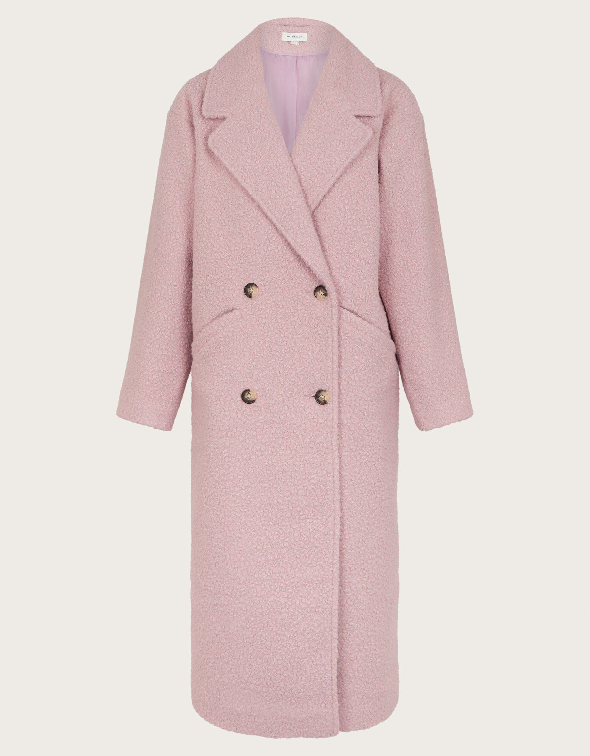 Ophelia Double-Breasted Boucle Coat Pink | Women's Coats | Monsoon US.