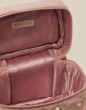 Sequin Initial Velvet Make Up Bag, Pink (PINK), large