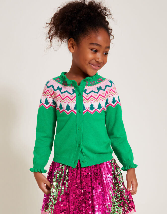 Christmas Fair Isle Cardigan, Green (GREEN), large