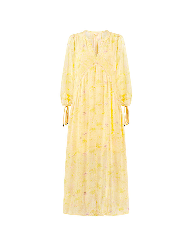 East Gracie Floral Maxi Smock Dress, Yellow (YELLOW), large