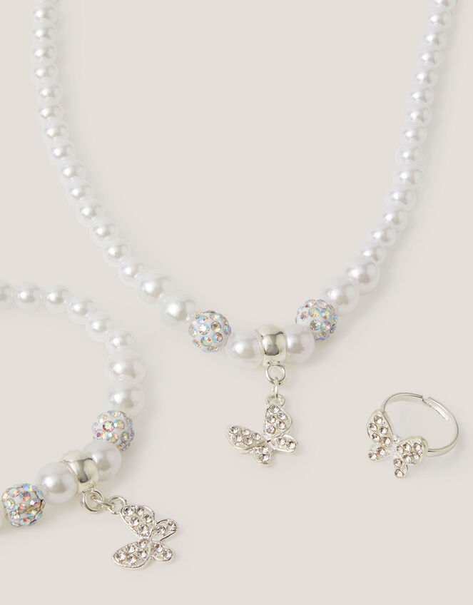 Pearly Butterfly Bridesmaid Jewellery Set, , large