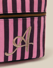 Initial Stripe Velvet Vanity Case, Multi (MULTI), large