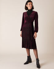 Helena Stretch Heart Devore Dress, Black (BLACK), large