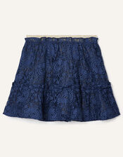 Lace Top and Skirt Set, Blue (NAVY), large