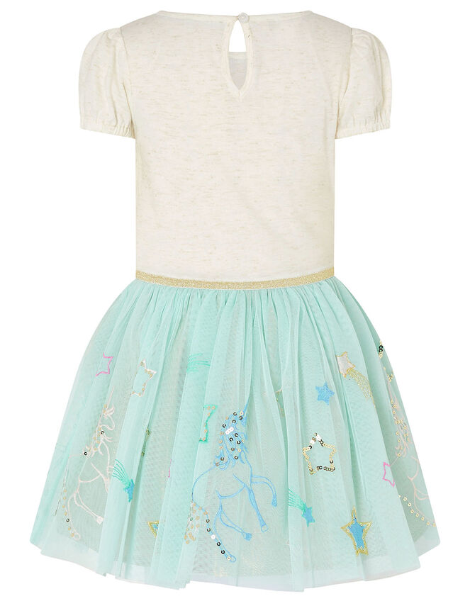 Sequin Unicorn Disco Dress, Blue (AQUA), large