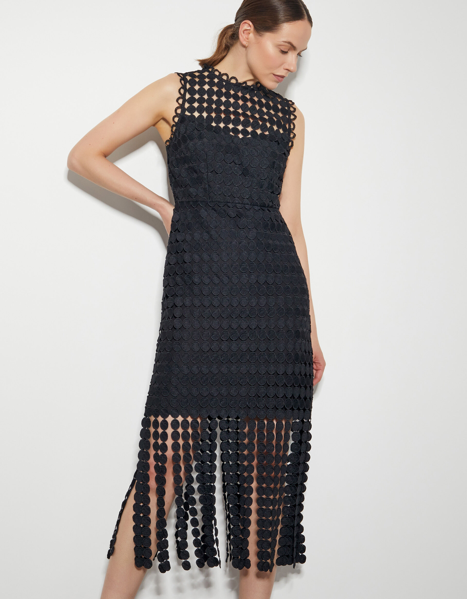Dixie Embroidered Overlay Tassel Dress Black Evening Dresses Monsoon Global