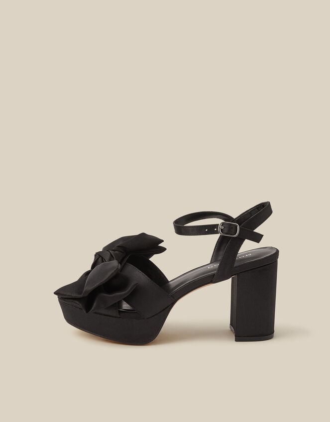Grace Bow Satin Platform Heels, Black (BLACK), large