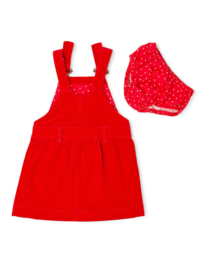 Dotty Dungarees Corduroy Dress and Briefs Set, Red (RED), large