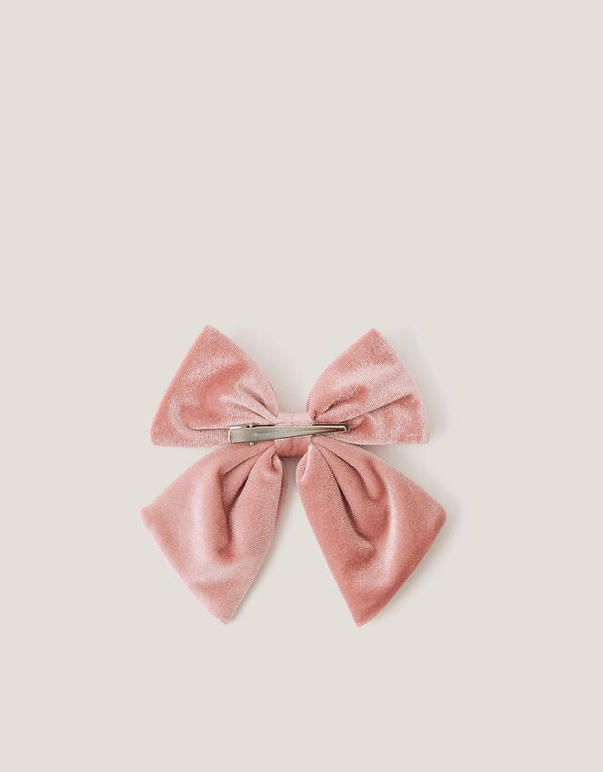 Luxe Velvet Bow Hair Clip, Pink (PINK), large