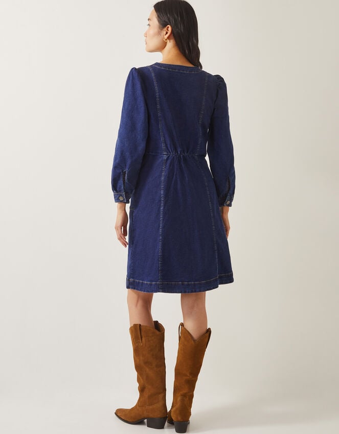 Katlyn Zip Denim Mini Dress, Blue (MID AUTHENTIC BLUE), large