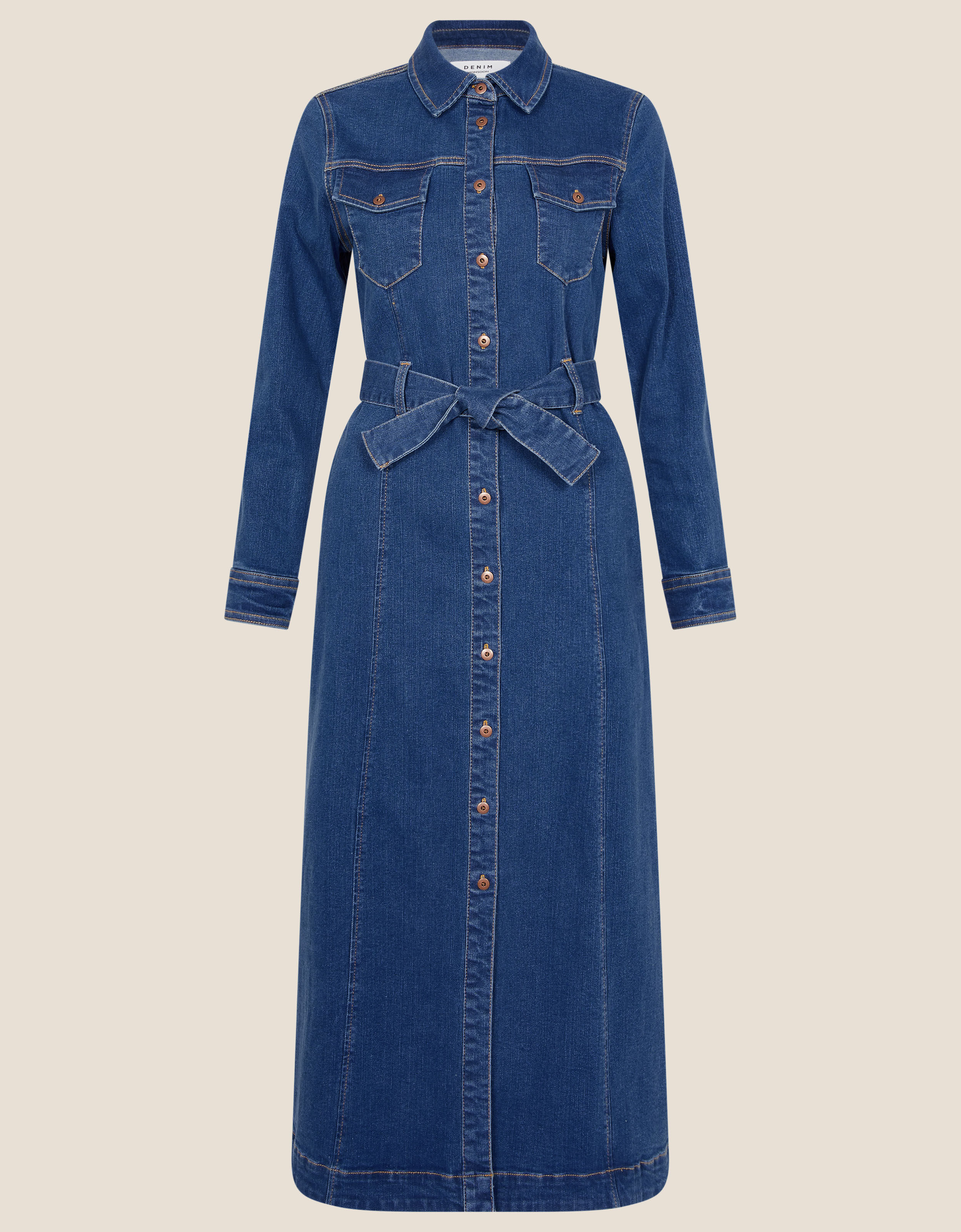 Midi denim dress uk hotsell