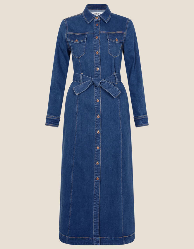 Lola Denim Midi Shirt Dress, Blue (DENIM BLUE), large
