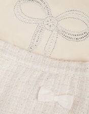 Embellished Bow Top & Tweed Skort Set, Ivory (IVORY), large