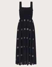 Briar Shirred Maxi Dress, Black (BLACK), large