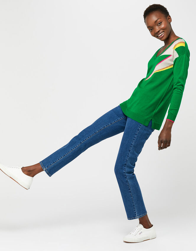 Lena Lightning Bolt Jumper, Green (GREEN), large