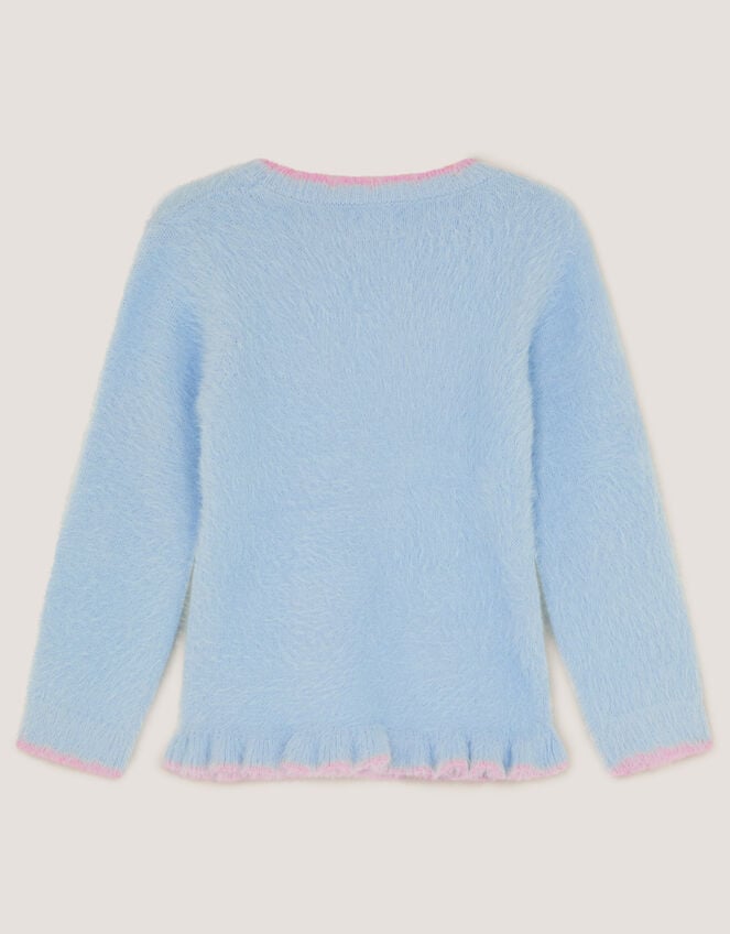 Embellished Butterfly Fluffy Jumper, Blue (BLUE), large