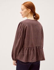 Agatha Flannel Print Tie Front Top, Red (CHERRY), large