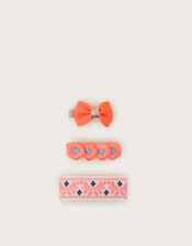 3-Pack Mix Flower Bow Hair Clips, , large