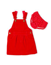 Dotty Dungarees Corduroy Dress and Briefs Set, Red (RED), large