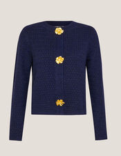 Brianne Floral Button Cardigan, Blue (NAVY), large
