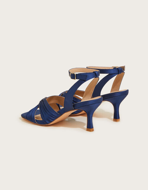Pleated Cross Front Sandals, Blue (NAVY), large