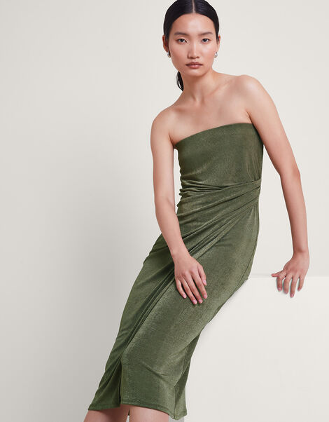 Billi Bandeau Dress, Green (KHAKI), large
