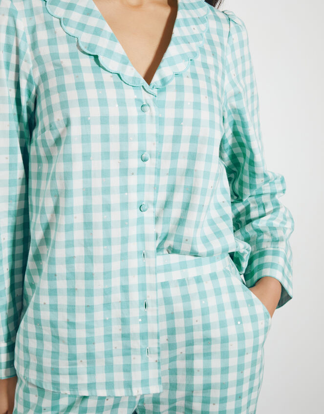 Clementine Gingham Pyjama Set, Teal (TEAL), large
