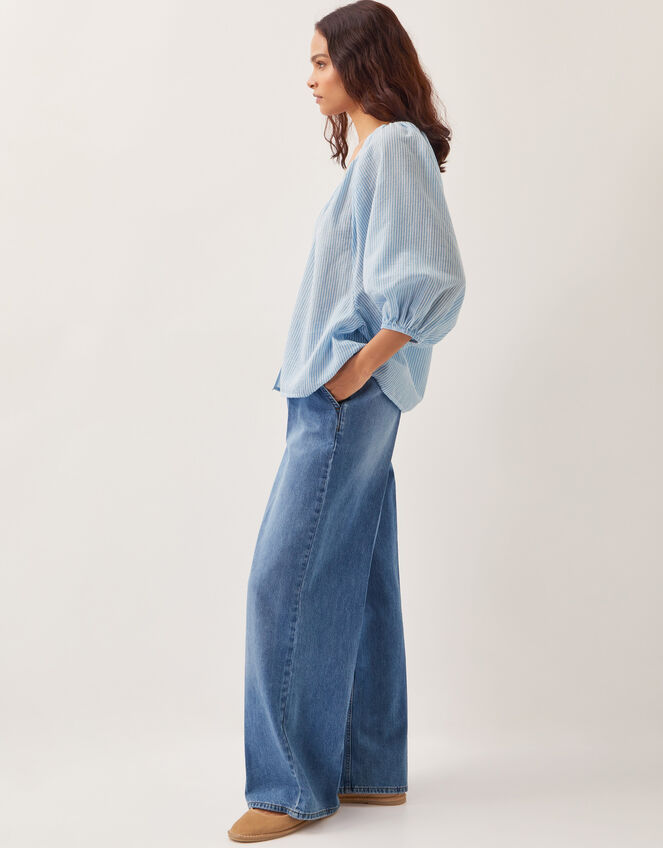 Avery Stripe Blouse, Blue (PALE BLUE), large