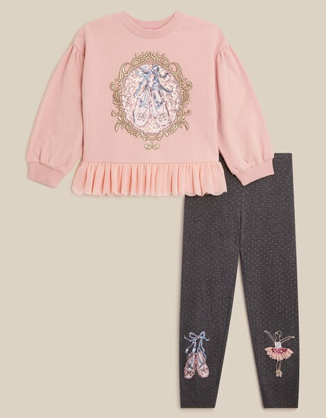 Ballerina Sweatshirt & Polka Dot Leggings Set , Pink (PINK), large
