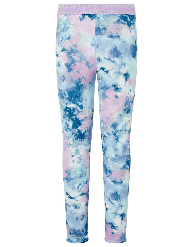 Tie Dye Print Leggings, Blue (BLUE), large
