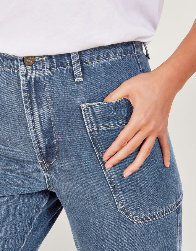 Wide Leg Cargo Jeans , Blue (DENIM BLUE), large