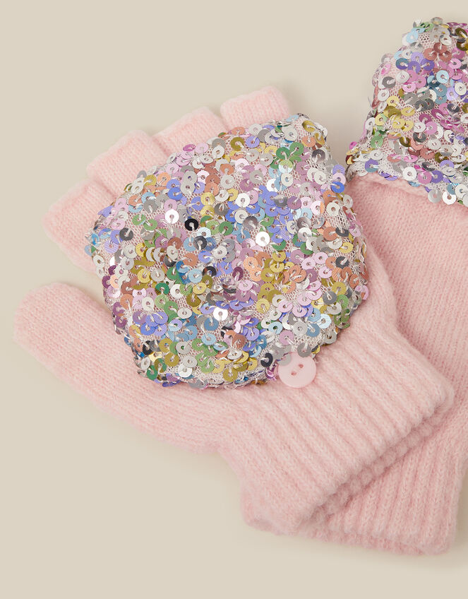 Sequin Fingerless Gloves, Pink (PINK), large