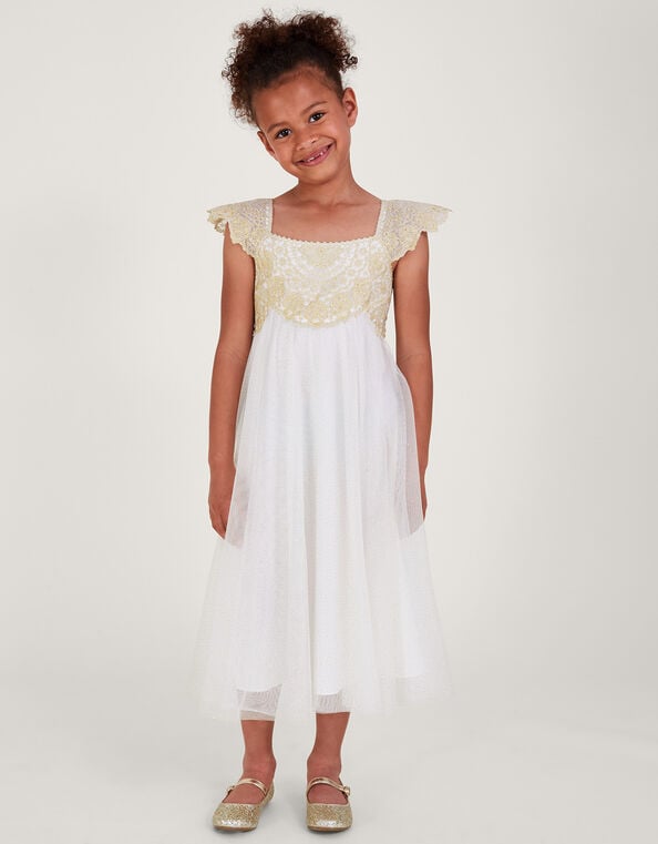 Estella Embroidered Dress, Gold (GOLD), large