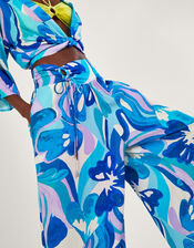 Swirl Print Cropped Trousers in LENZING™ ECOVERO™, Blue (BLUE), large