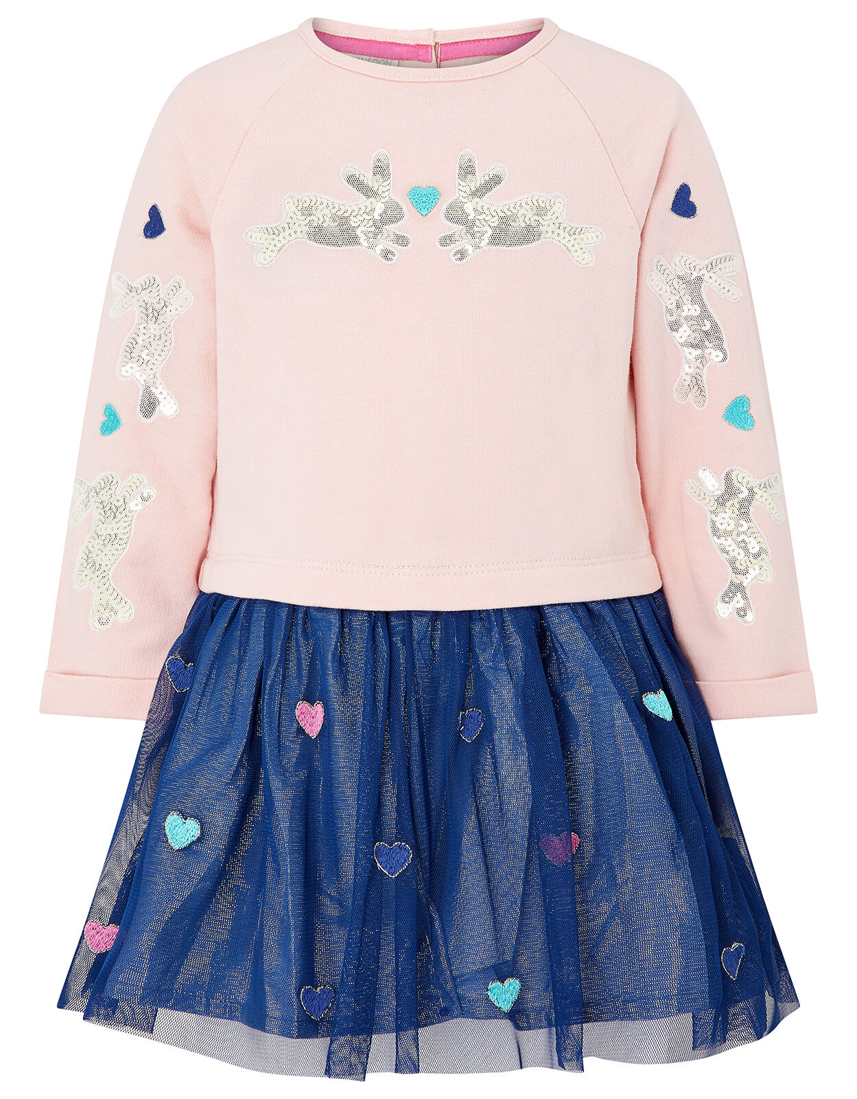 Baby Sequin Bunny Disco Dress in Pure Cotton Pink