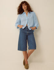 Emily Linen Blend Shirt, Blue (BLUE), large