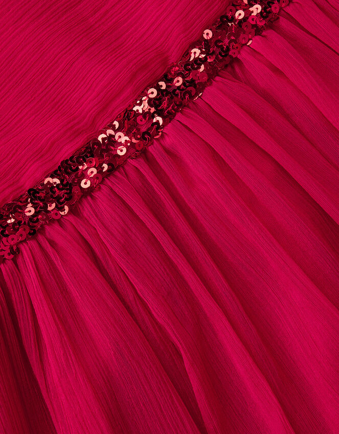 Sequin One Shoulder Prom Dress, Red (RED), large