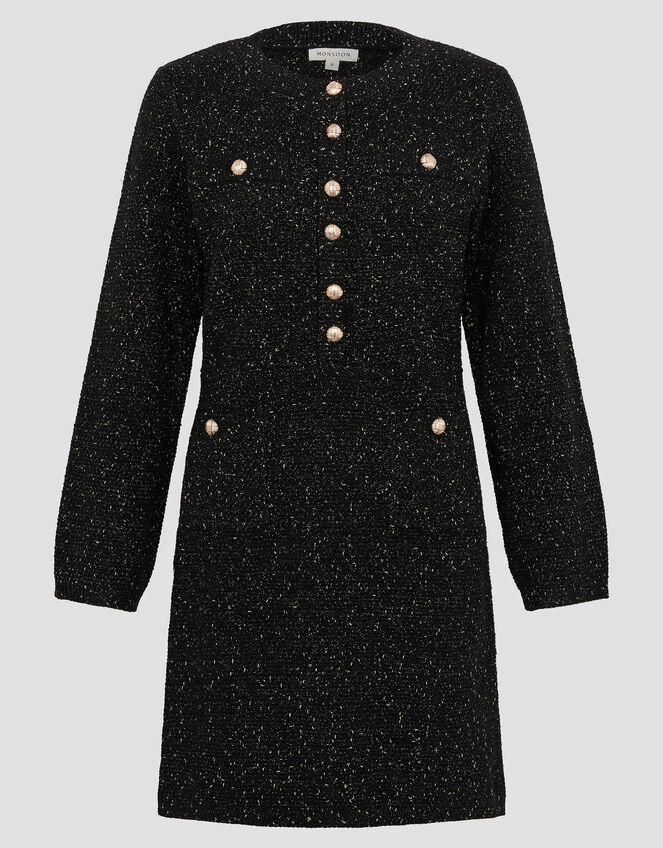 Saskia Sparkle Knit Mini Dress, Black (BLACK), large