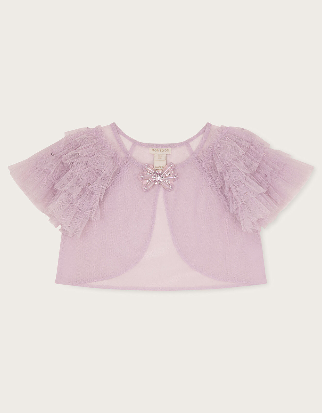Isabella Crop Ruffle Sleeve Tulle Jacket Purple