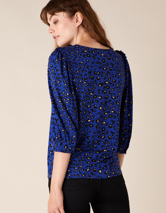 Animal Print Jersey Top, Blue (COBALT), large